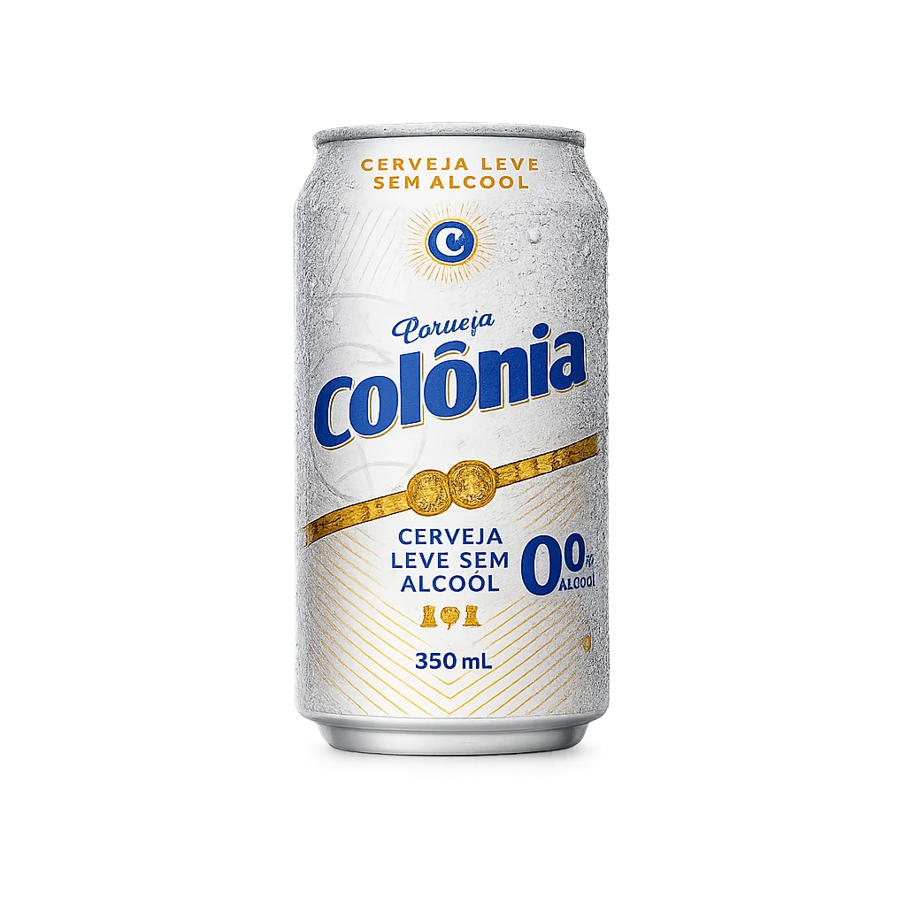 lata da cerveja sem alcool colonia pilsen vista de frente