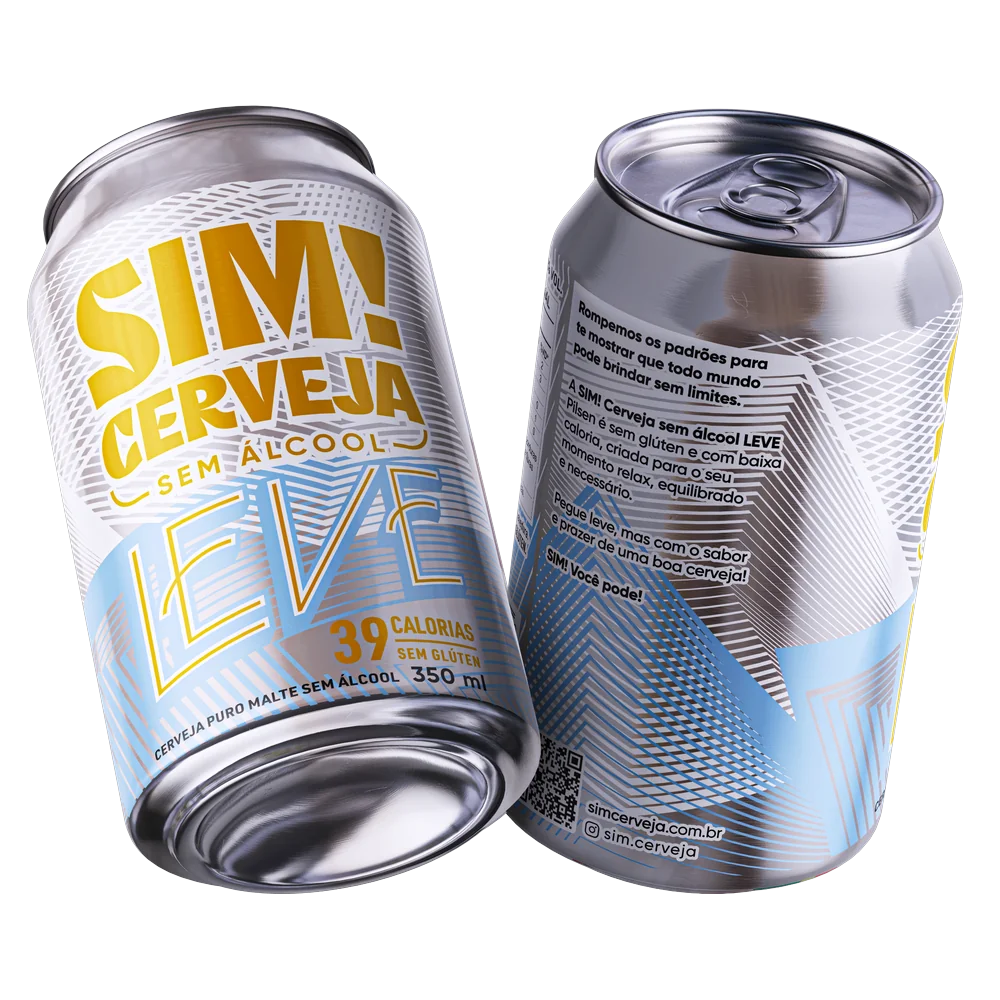 cerveja pilsen leve sim duas latas inclinadas