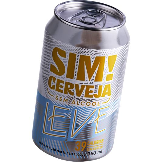 cerveja pilsen leve sim lata inclinada para frente
