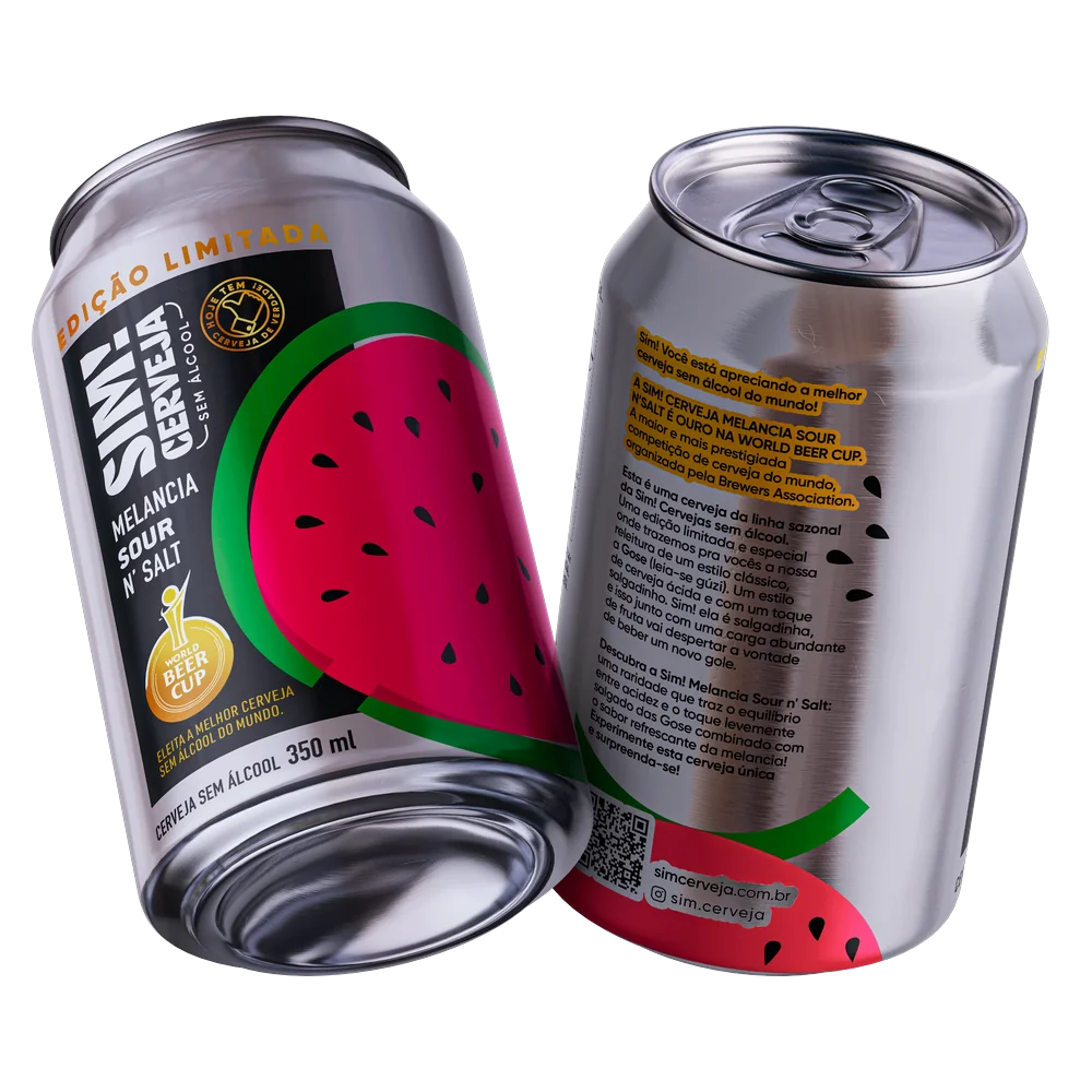 duas latas de cerveja sem alcool sour melancia sim
