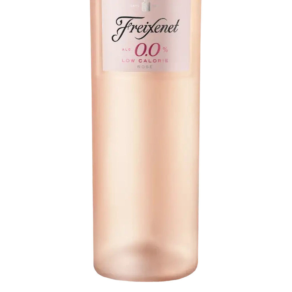 Fundo da garrafa de vinho rose sem alcool freixenet