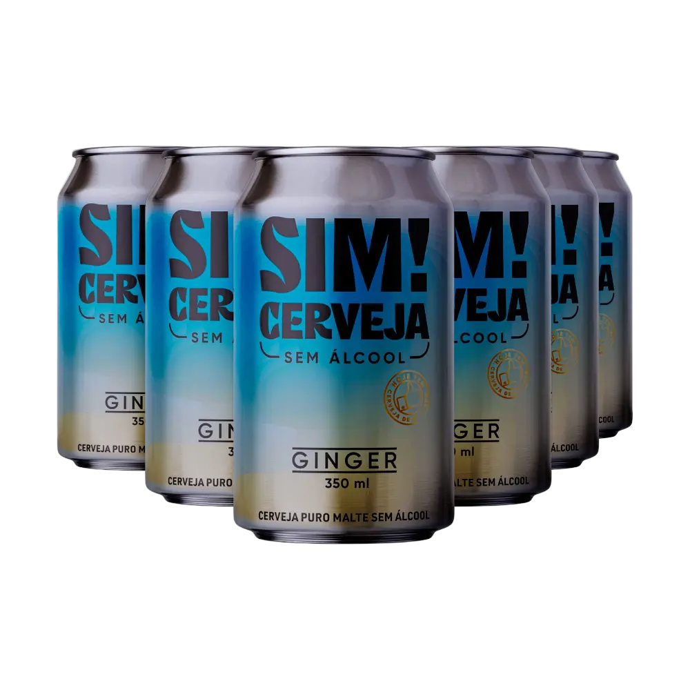 kit de cervejas sem alcool ginger ale da cervejaria sim com 6 latas de 350ml