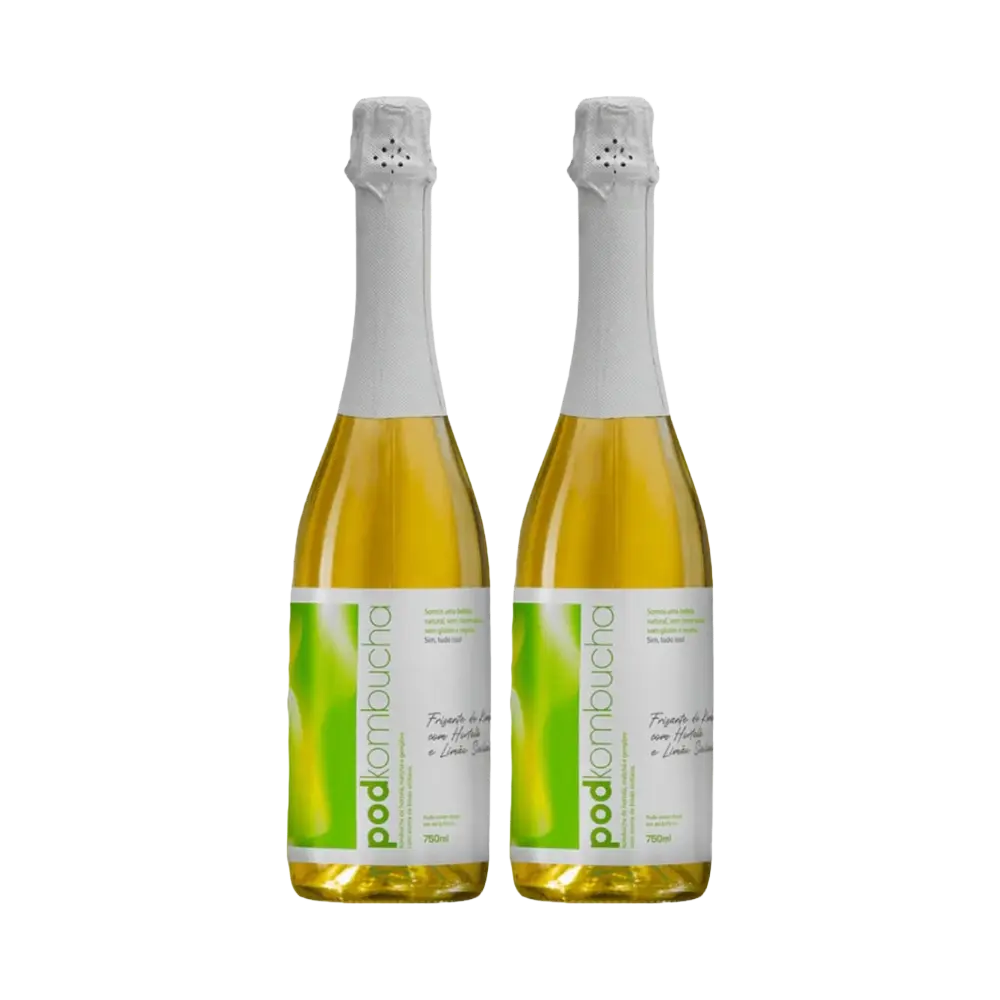 selecao de espumantes kombuchas sem alcool pod sabor limao siciliano com 2 rotulos