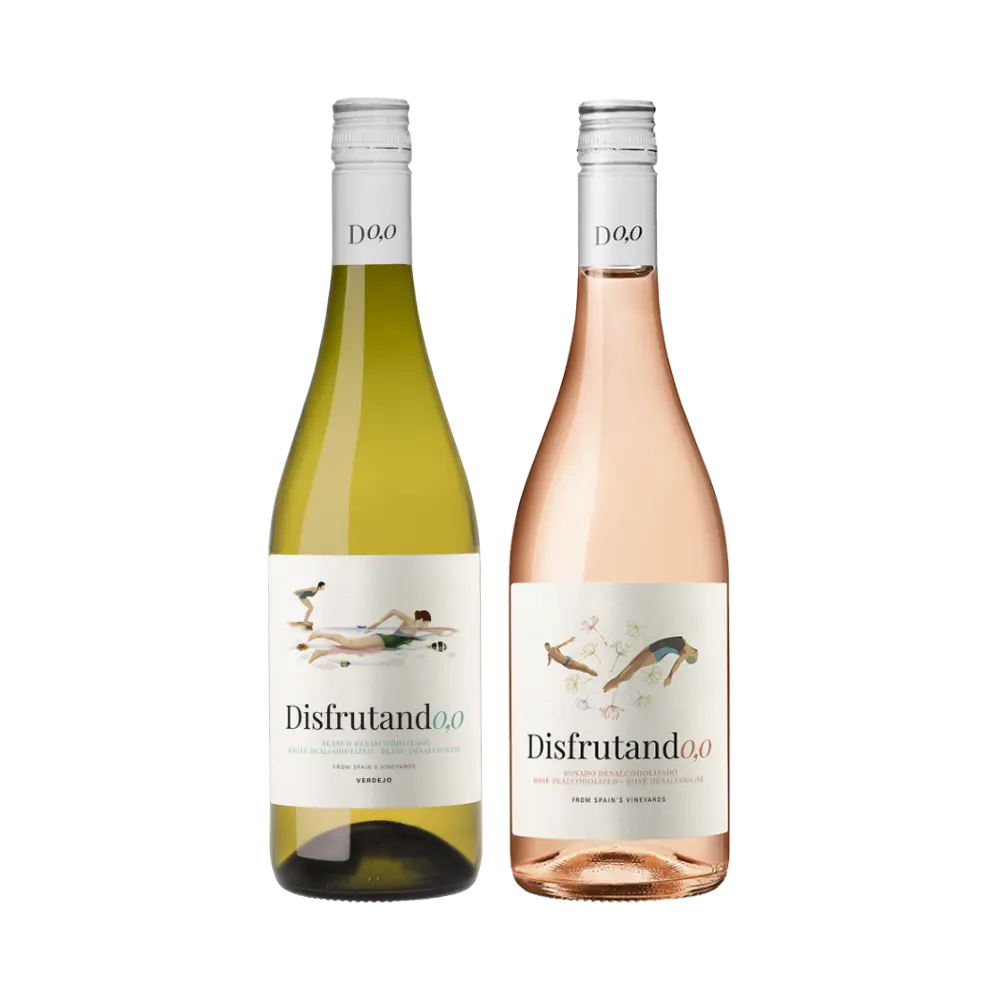 selecao de vinhos sem alcool disfrutando, branco e rose