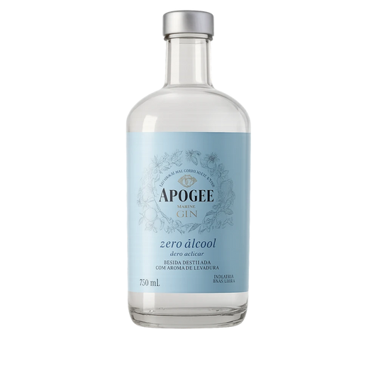Garrafa de gin zero alcool apogee frontal