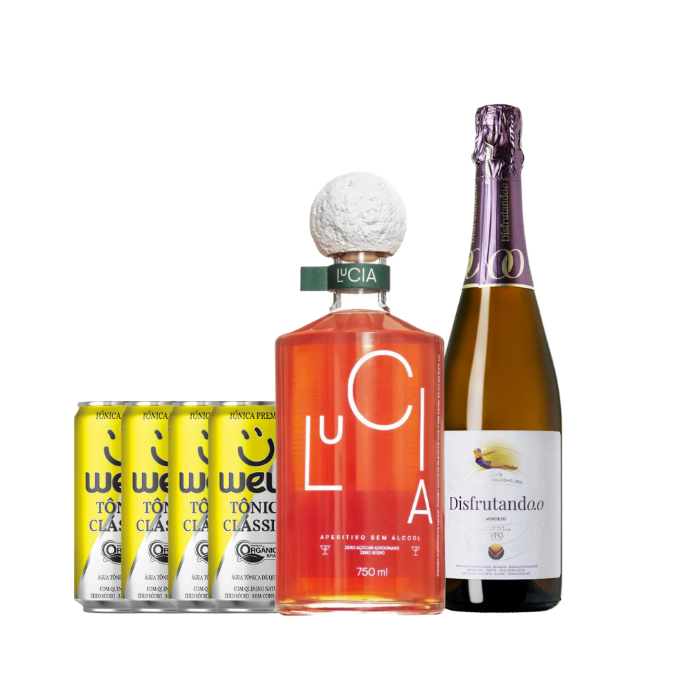 Kit drink LUCIA Verdejo Spritz sem álcool - Bitter LUCIA + Espumante Disfrutando Verdejo + Tônica Wewi