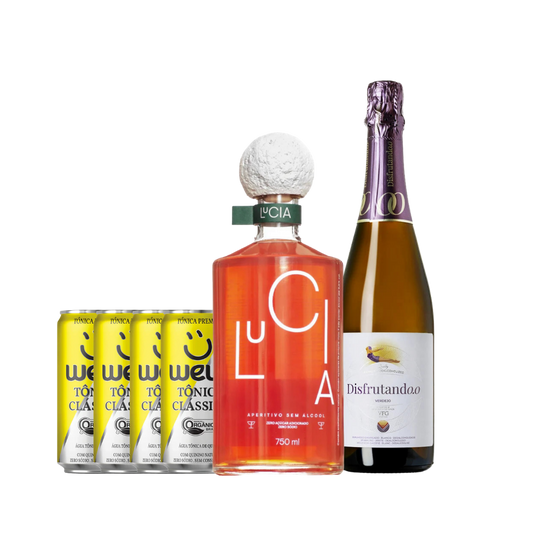 Kit drink LUCIA Verdejo Spritz sem álcool - Bitter LUCIA + Espumante Disfrutando Verdejo + Tônica Wewi