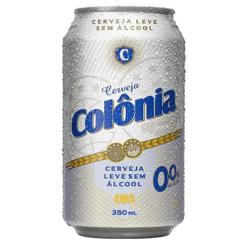 Lata de cerveja sem álcool Colônia Pilsen vista de frente.
