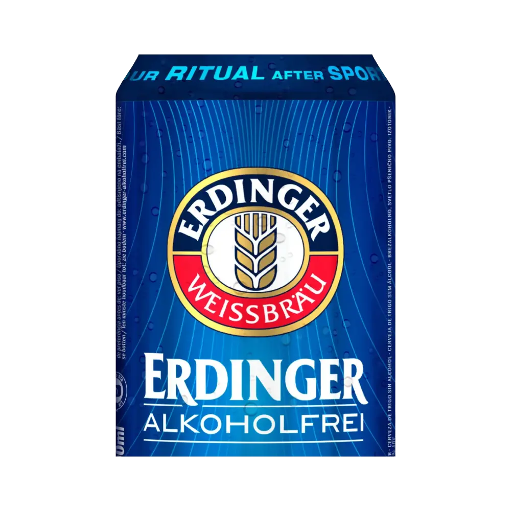 recorete da lata de 500ml da cerveja sem alcool erdinger weissbier