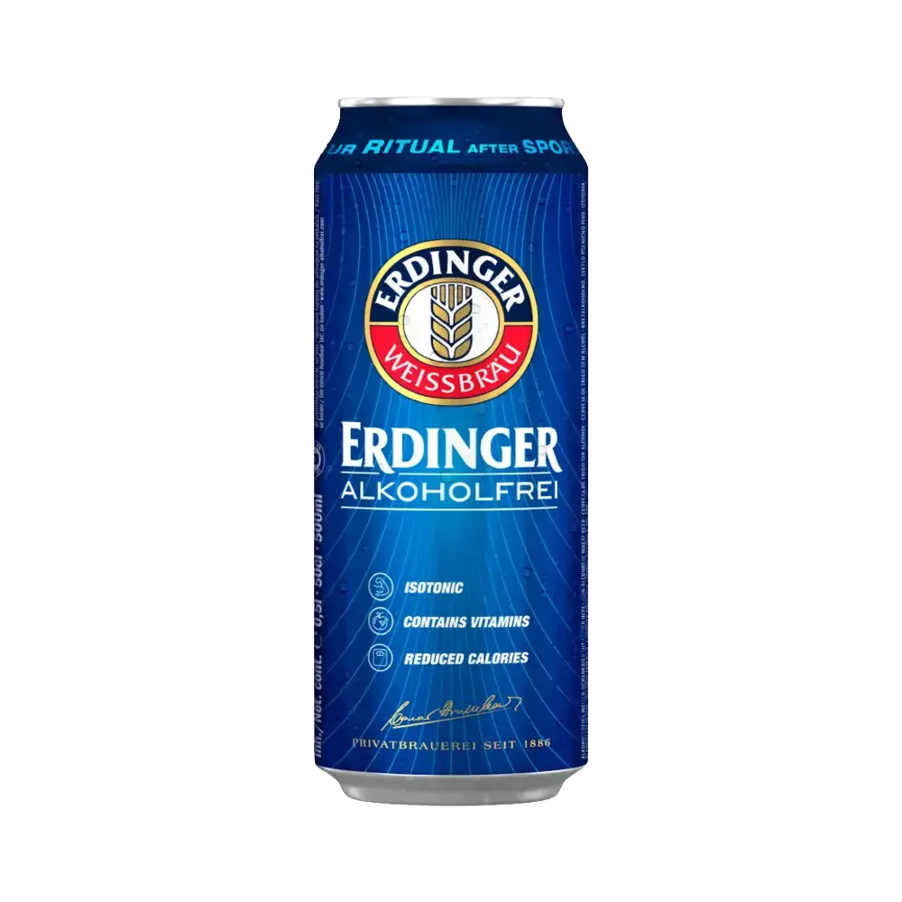 lata de 500ml da cerveja sem alcool erdinger weissbier