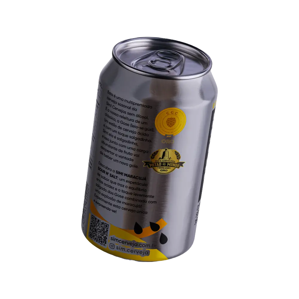 cerveja sem alcool maracuja sour n salt sim, lata rotulo