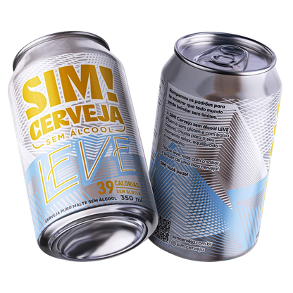 cerveja pilsen leve sim duas latas inclinadas