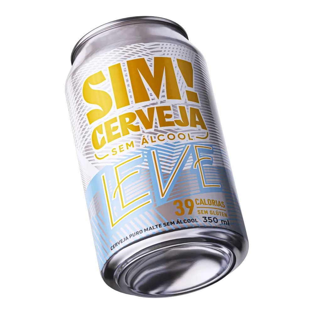 cerveja pilsen leve sim lata inclinada para tras