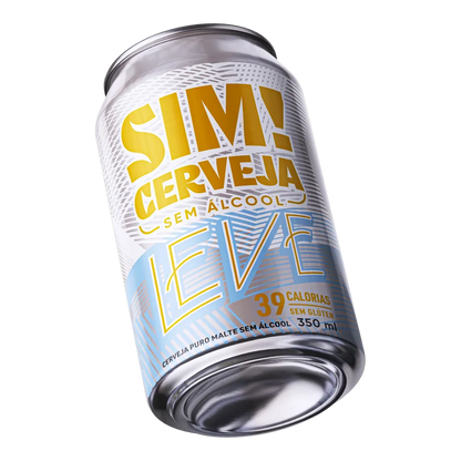 cerveja pilsen leve sim lata inclinada para tras