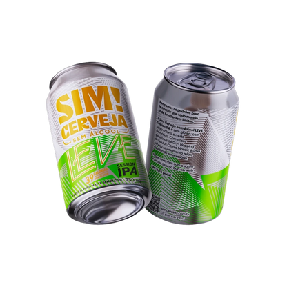 cerveja sem alcool da sim estilo leve session ipa duas latas inclinadas