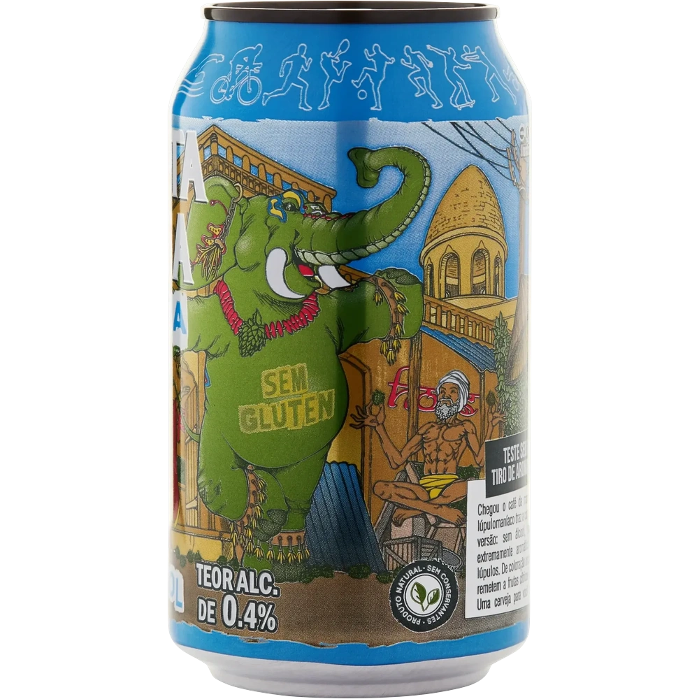 Lata de cerveja sem alcool roleta rudsa easy ipa vista de lado