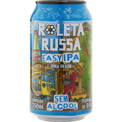 Lata de cerveja sem alcool roleta russa easy ipa vista de frente