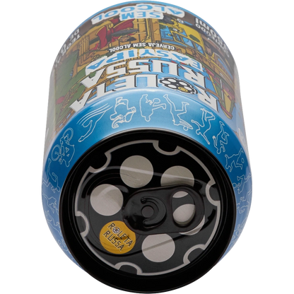 Lata de cerveja sem alcool roleta russa easy ipa vista do topo, tambor