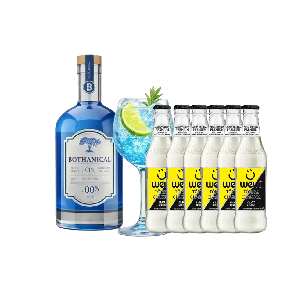 kit de drink sem alcool gin tonica azul bothanical com agua tonica organica wewi-bundle