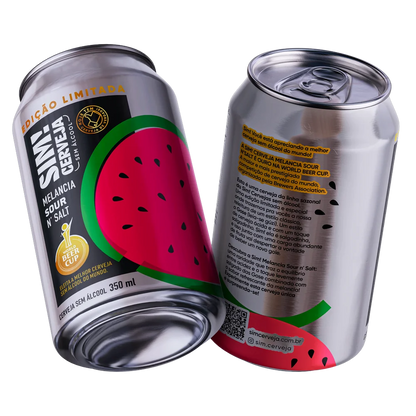 duas latas de cerveja sem alcool sour melancia sim