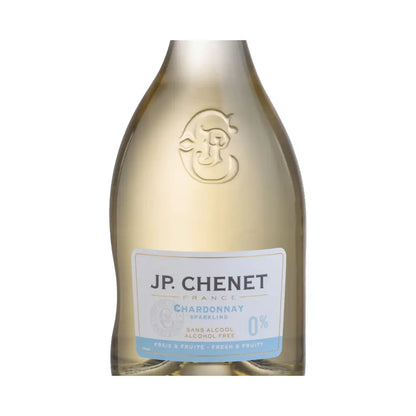 zoom da garrafa de espumante sem alcool branco chardonnay da jp chenet