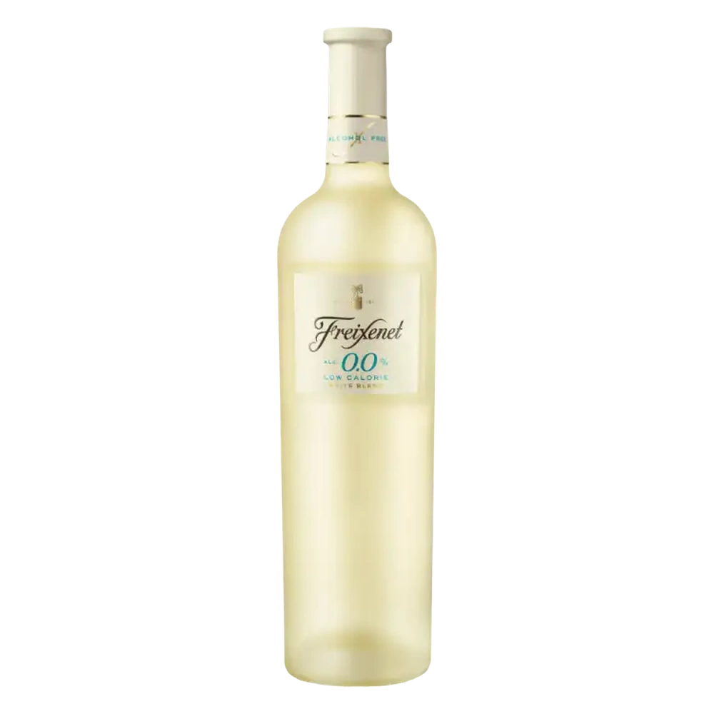 Garrafa de vinho branco sem alcool freixenet de frente