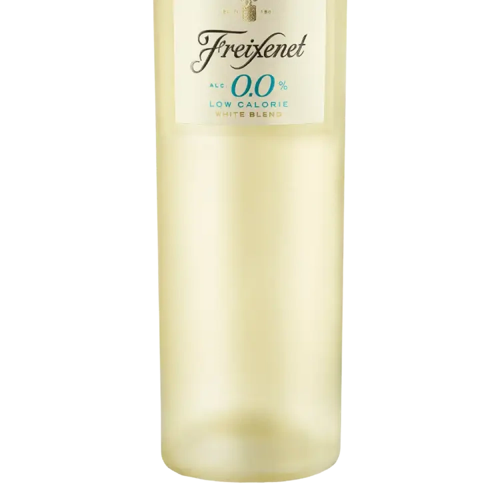Fundo da garrafa de vinho sem alcool 0.0% estilo branco freixenet