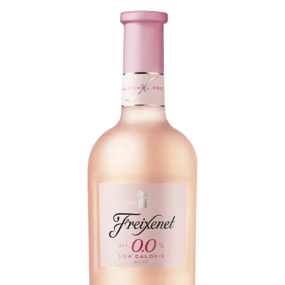 Topo da garrafa de vinho sem alcool 0.0% estilo rose demisec freixenet