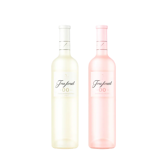garrafas de vinhos sem alcool branco e rose da marca freixenet