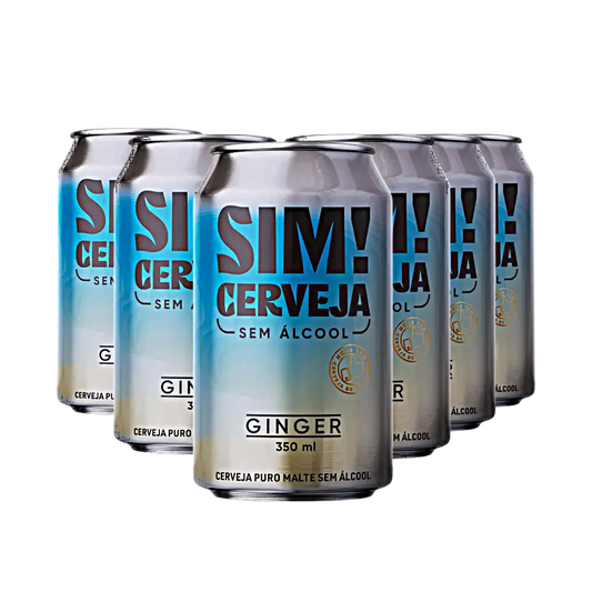 kit de cervejas sem alcool ginger ale da cervejaria sim com 6 latas de 350ml