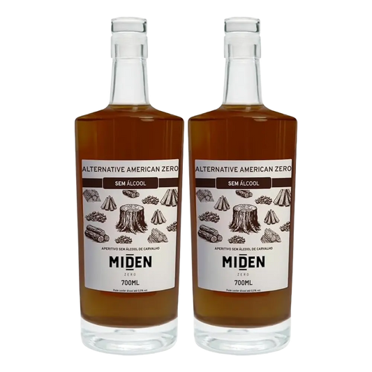 duas garrafas do kit da bebidasem com  whisky sem alcool miden alternative american zero