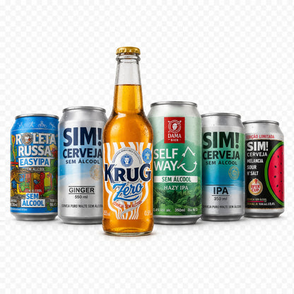 kit de cervejas sem álcool da bebidasem imagem das cervejas dispostas em formato de piramide