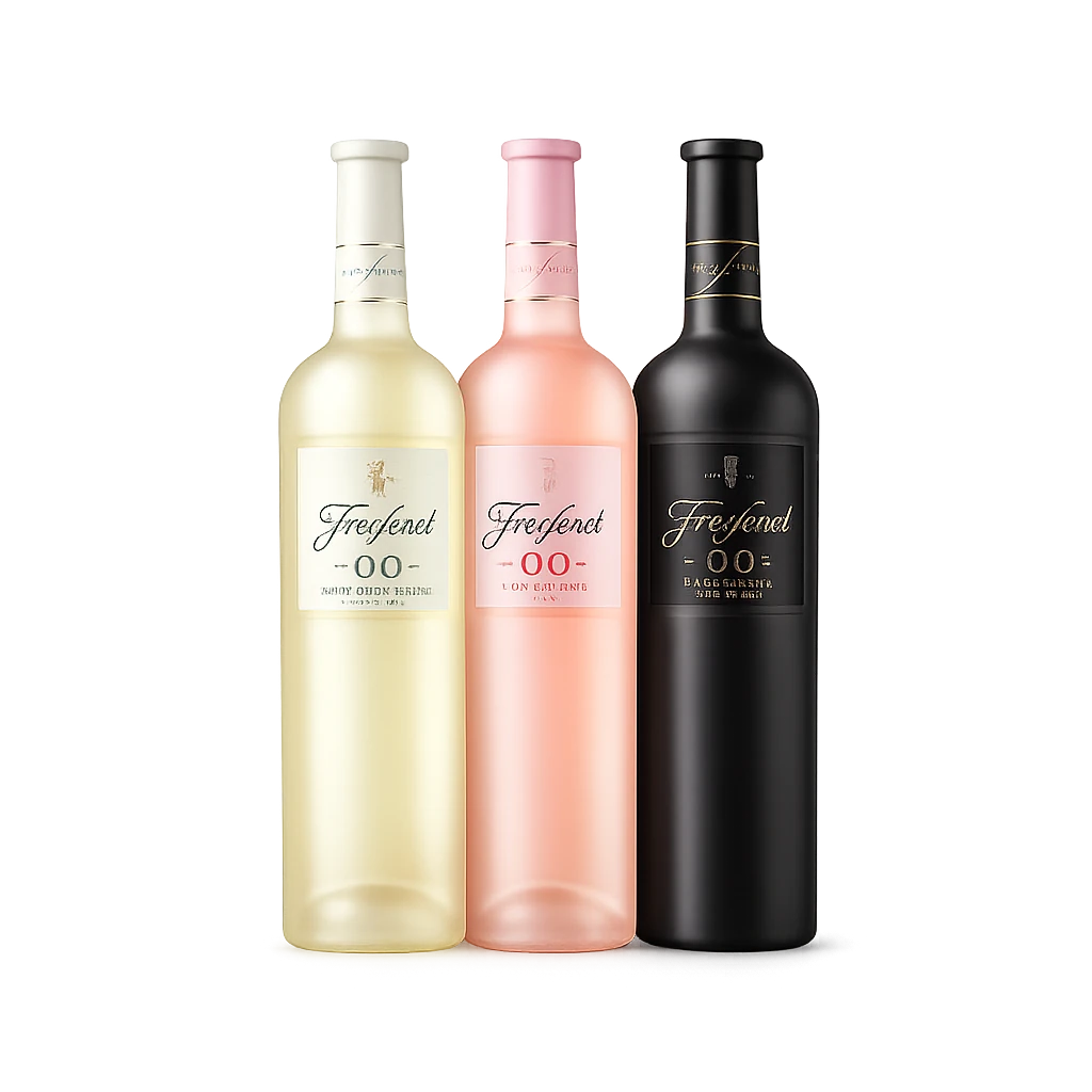 kit para degustação de vinhos sem alcool da freixenet contendo vinhos 0.0% tinto, rose e branco