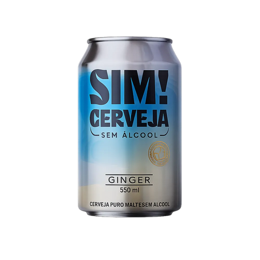 lata de cerveja ginger ale da marca sim sem alcool