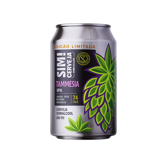 lata de cerveja ipa amnesia da marca sim sem alcool vista de frente