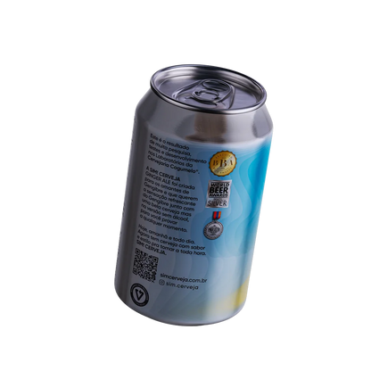 lata de cerveja sem alcool ginger ale da marca sim com destaque para o rotulo