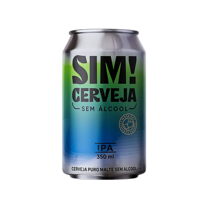lata de cerveja sem alcool ipa da marca sim de frente