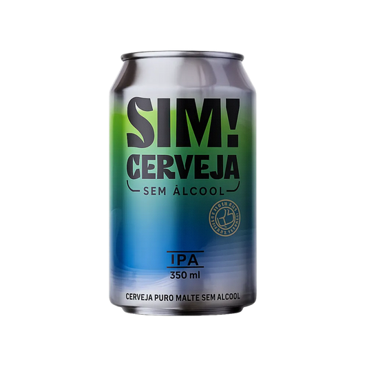 lata de cerveja sem alcool ipa da marca sim de frente