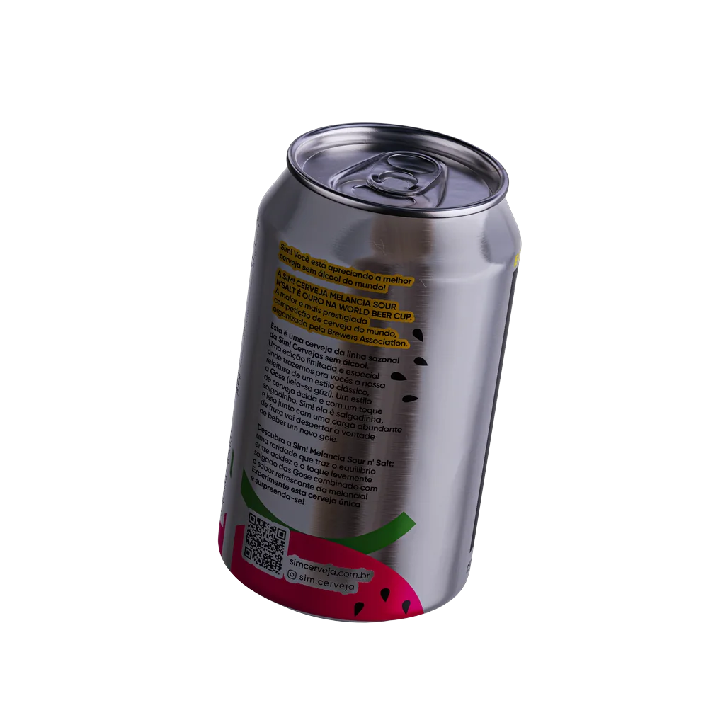 lata de cerveja sem alcool sour melancia da marca sim com destaque para o rotulo