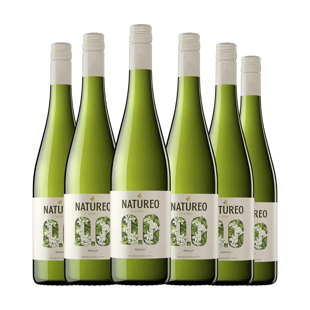 seis garrafas de vinho sem alcool branco muscat da natureo, parte do kit da bebidasem