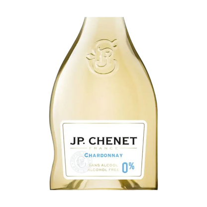 zoom da garrafa de vinho sem alcool branco chardonnay da jp chenet