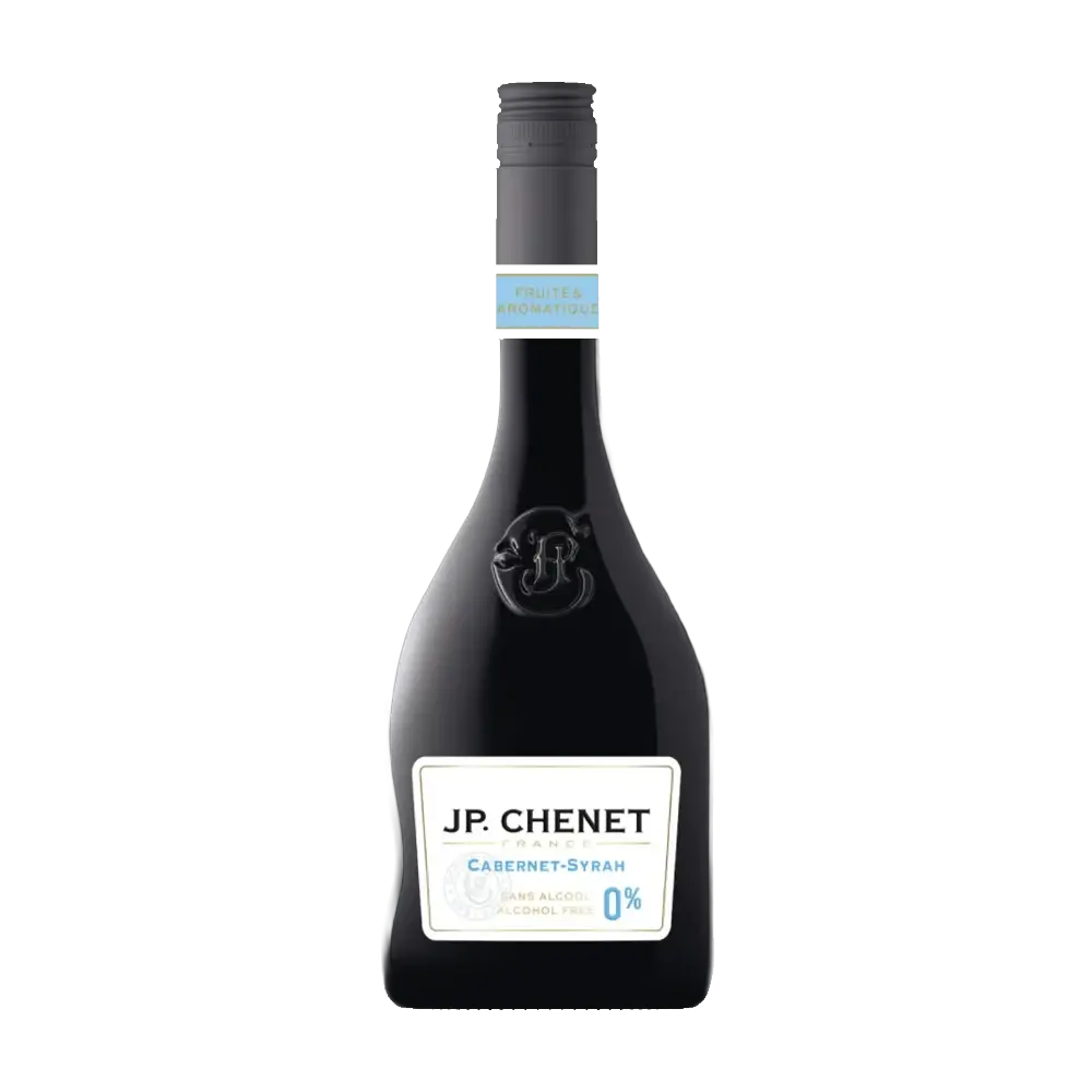 garrafa de vinho sem alcool tinto cabermet-shiraz da jp chenet