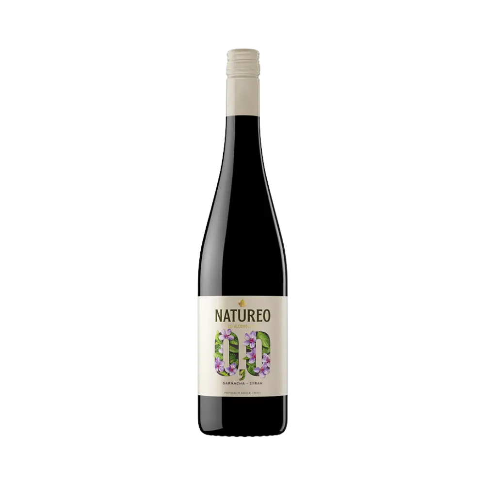 garrafa de frente, de vinho tinto sem alcool natureo